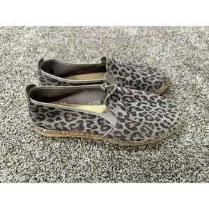 Free People Womens Canyon Slip On Size 38 Gray Suede Leopard Espadrille Flat